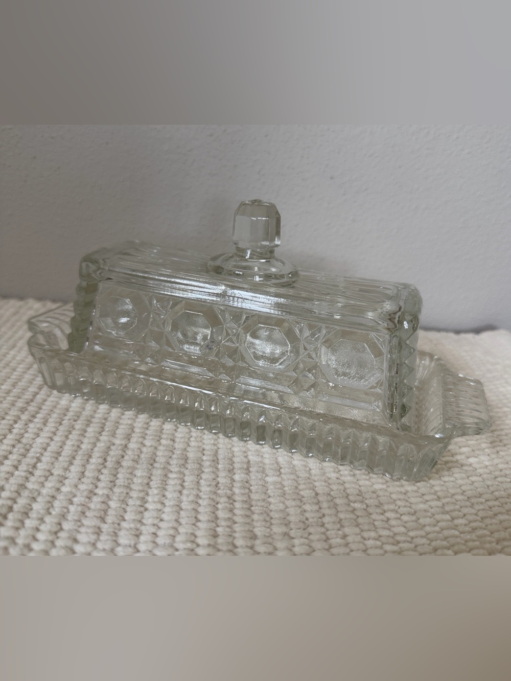 Vintage Federal Windsor Pressed Glass Rectangular Butter Dish With Lid